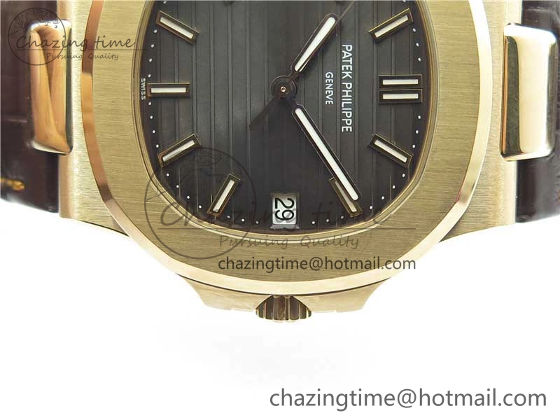 Nautilus 5711 1R RG 3KF 1:1 Best Edition Brown Textured Dial on Brown Leather Strap A324 Super Clone V Popular 8880