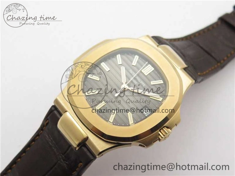 Nautilus 5711 1R RG 3KF 1:1 Best Edition Brown Textured Dial on Brown Leather Strap A324 Super Clone V Popular 8880