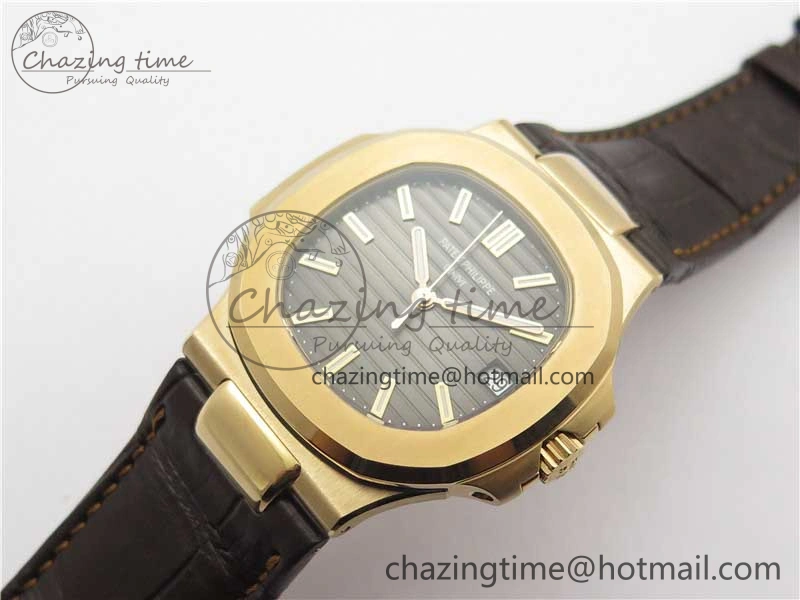 Nautilus 5711 1R RG 3KF 1:1 Best Edition Brown Textured Dial on Brown Leather Strap A324 Super Clone V Popular 8880