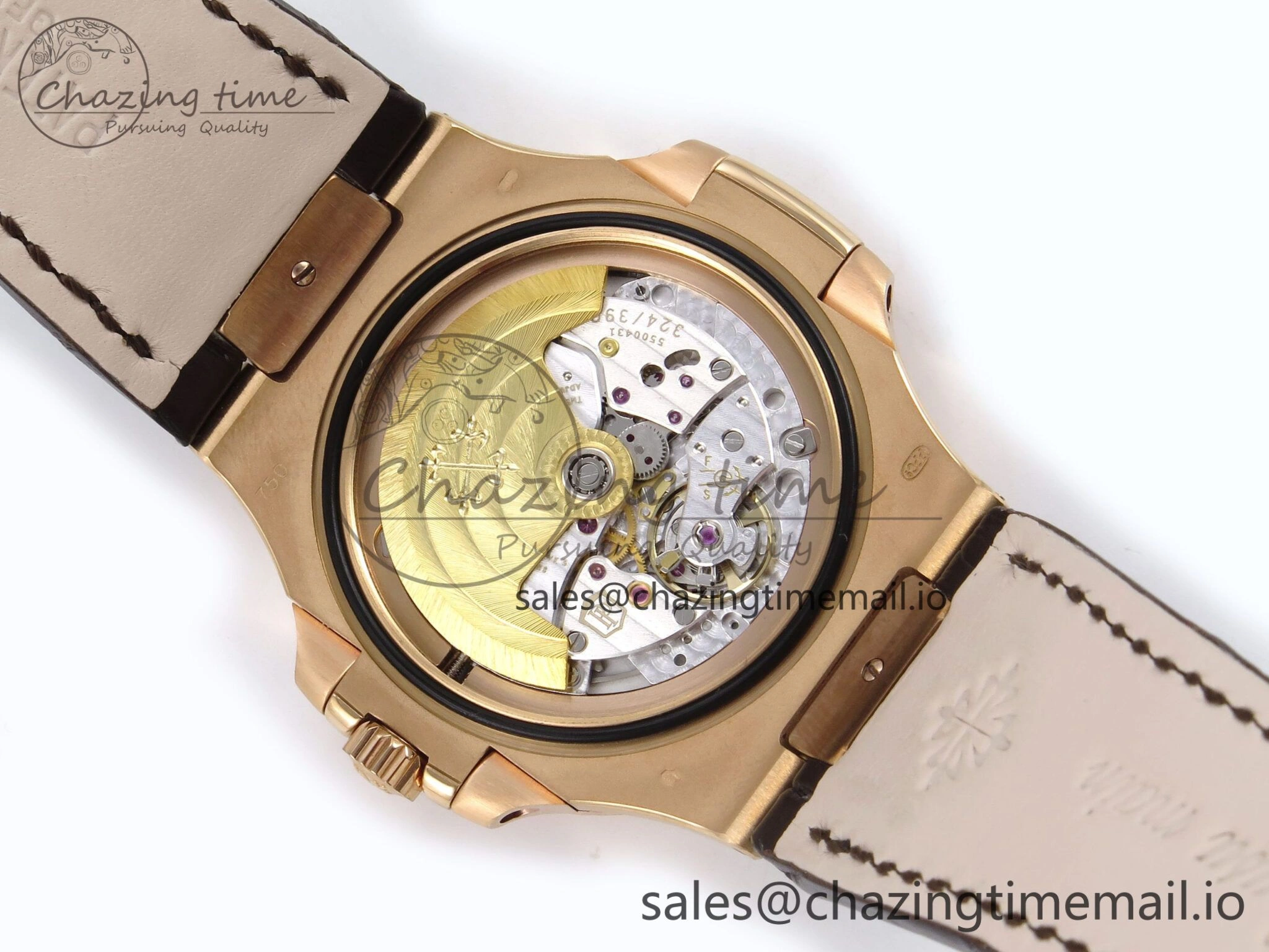 Nautilus 5711 1R RG 3KF 1:1 Best Edition Brown Textured Dial on Brown Leather Strap A324 Super Clone V WeatherProof 8704