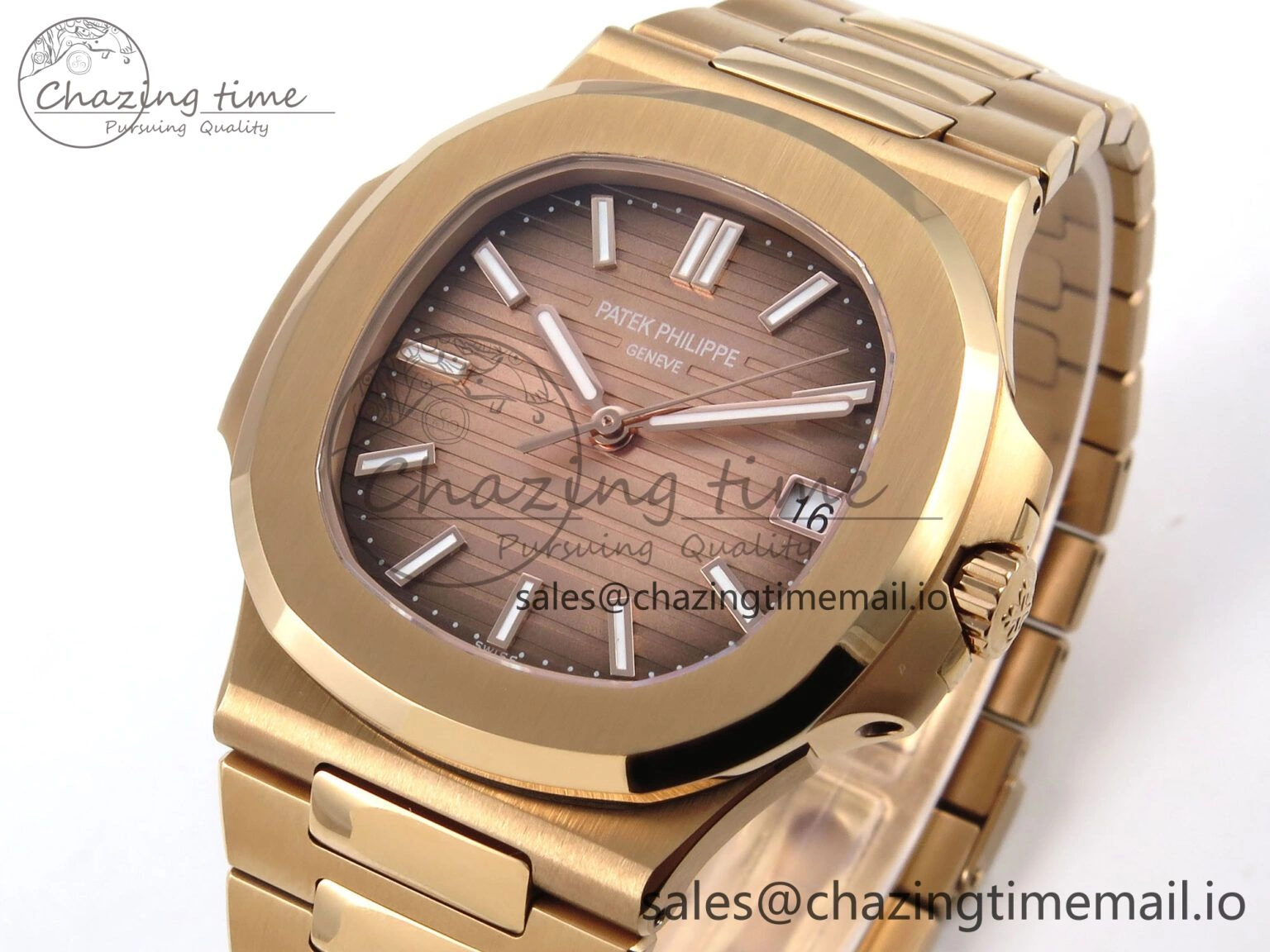 Nautilus 5711 1R RG 3KF 1:1 Best Edition Brown Textured Dial on RG Bracelet A324 Super Clone V Refined 8710