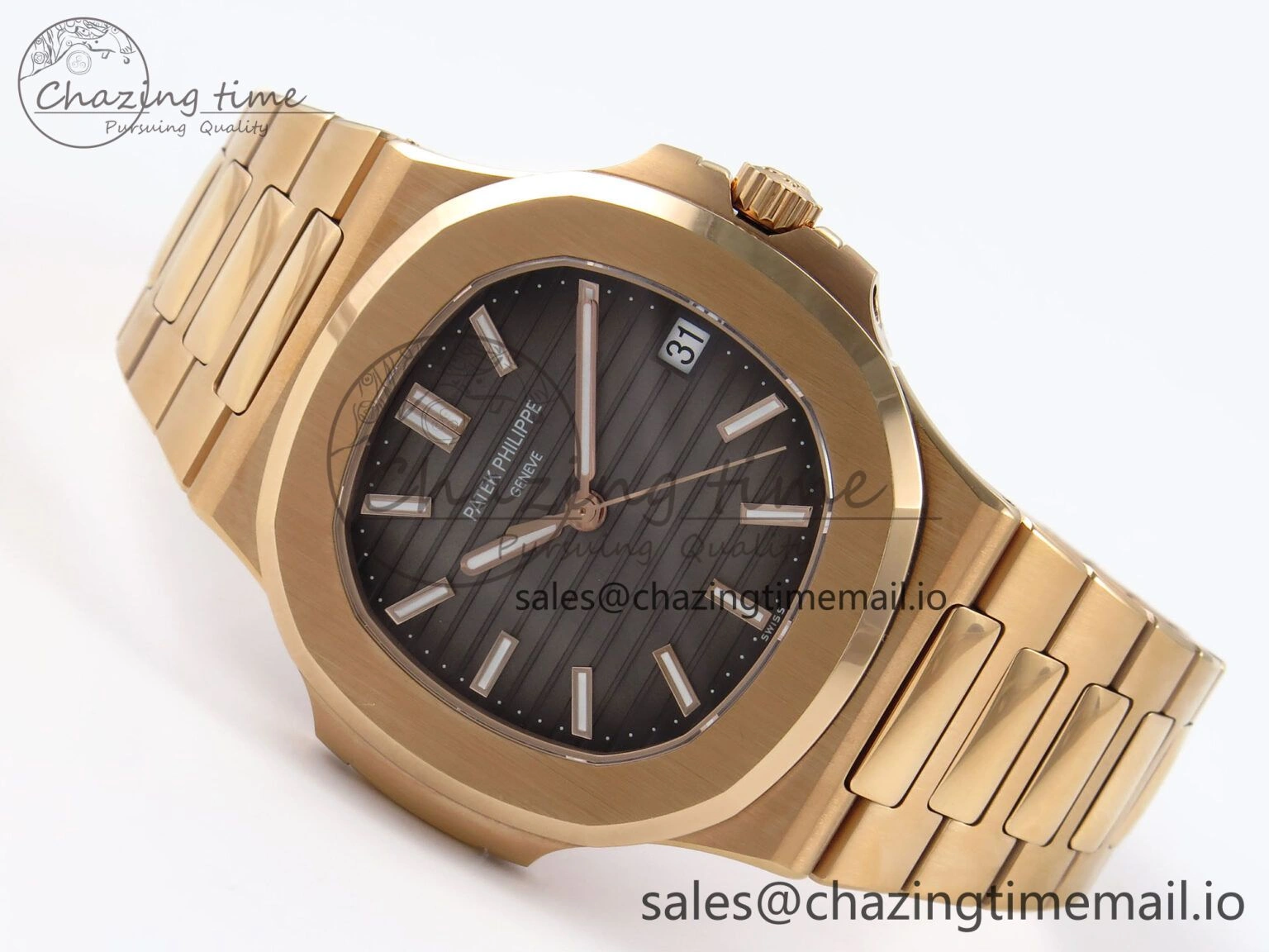 Nautilus 5711 1R RG 3KF 1:1 Best Edition Gray Textured Dial on RG Bracelet A324 Super Clone UrbanChic 8711