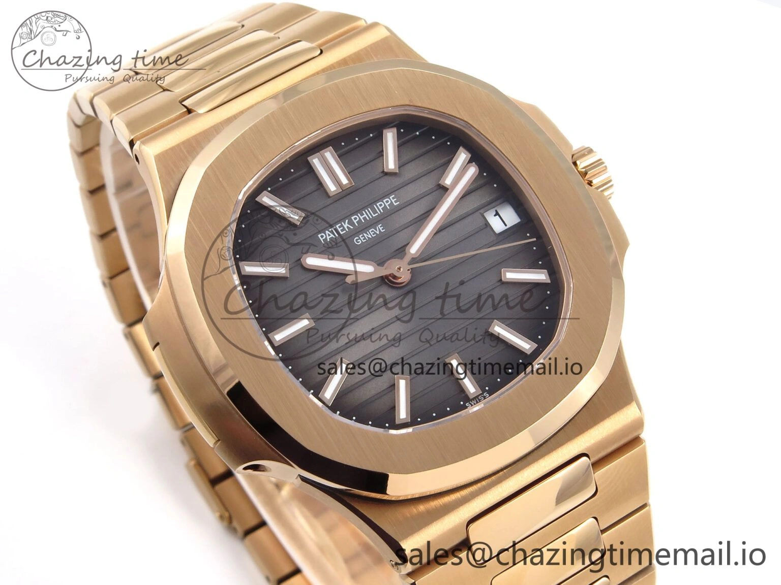 Nautilus 5711 1R RG 3KF 1:1 Best Edition Gray Textured Dial on RG Bracelet A324 Super Clone UrbanChic 8711