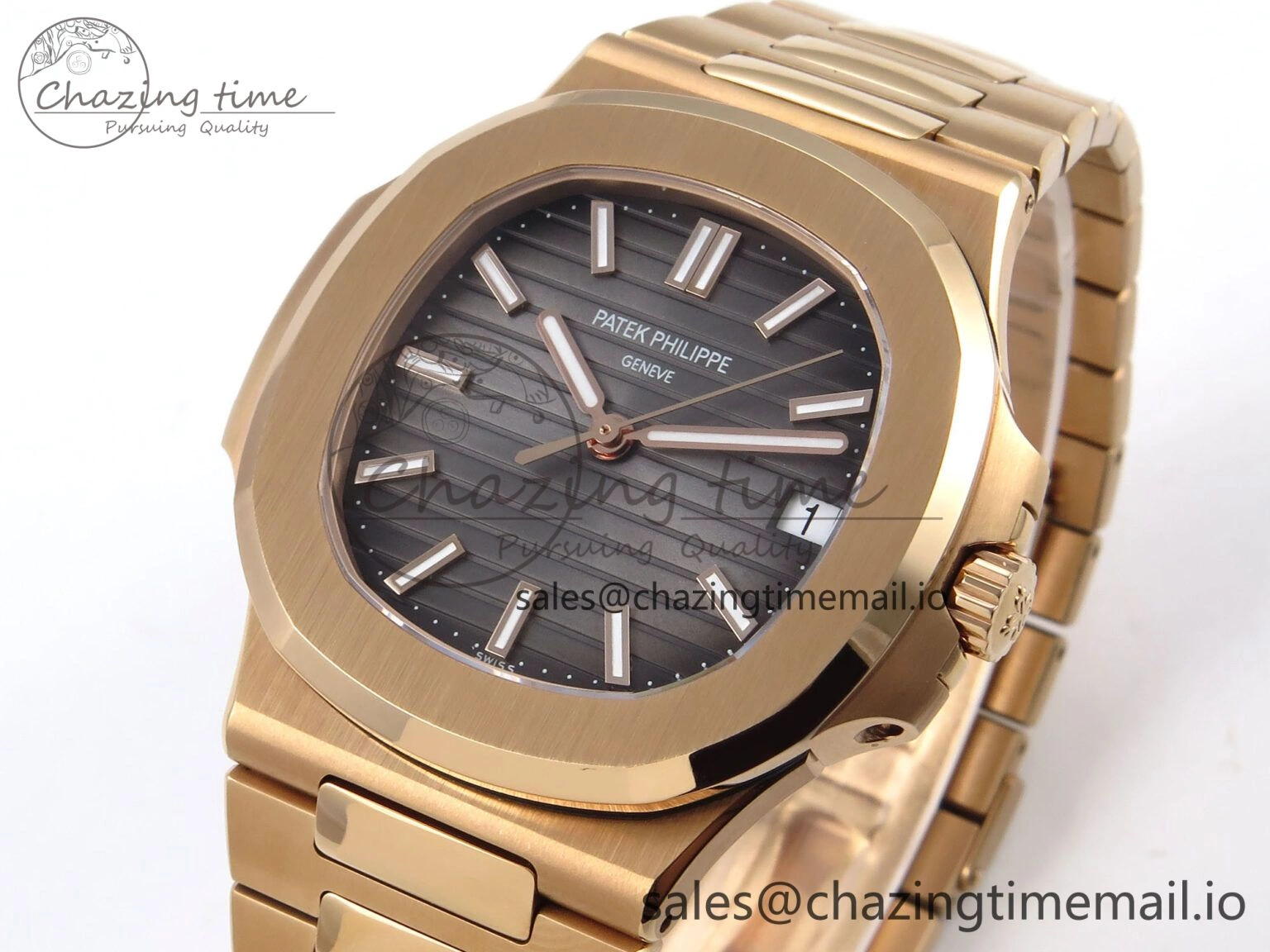 Nautilus 5711 1R RG 3KF 1:1 Best Edition Gray Textured Dial on RG Bracelet A324 Super Clone UrbanChic 8711