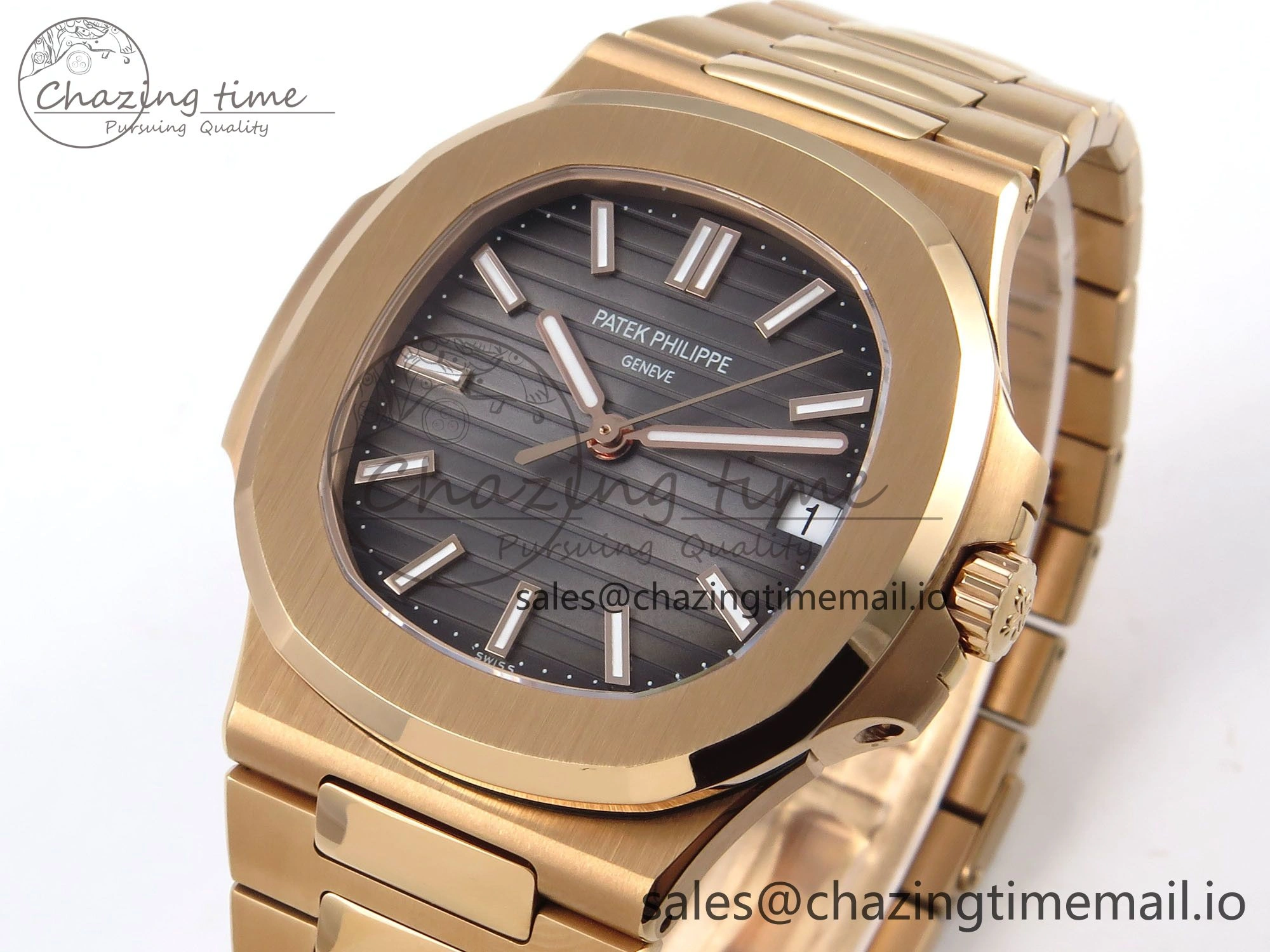 Nautilus 5711 1R RG 3KF 1:1 Best Edition Gray Textured Dial on RG Bracelet A324 Super Clone UrbanChic 8711