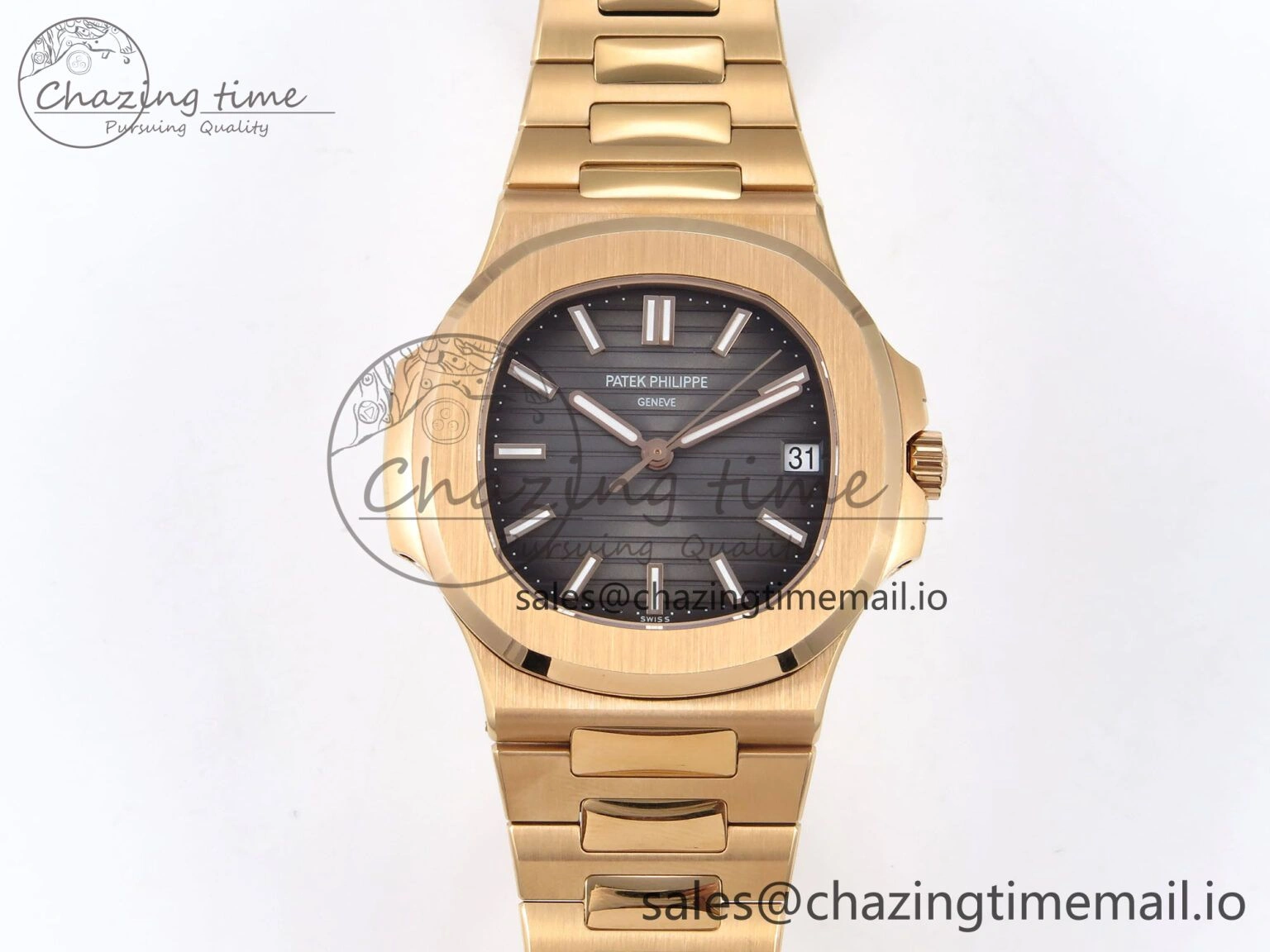 Nautilus 5711 1R RG 3KF 1:1 Best Edition Gray Textured Dial on RG Bracelet A324 Super Clone UrbanChic 8711