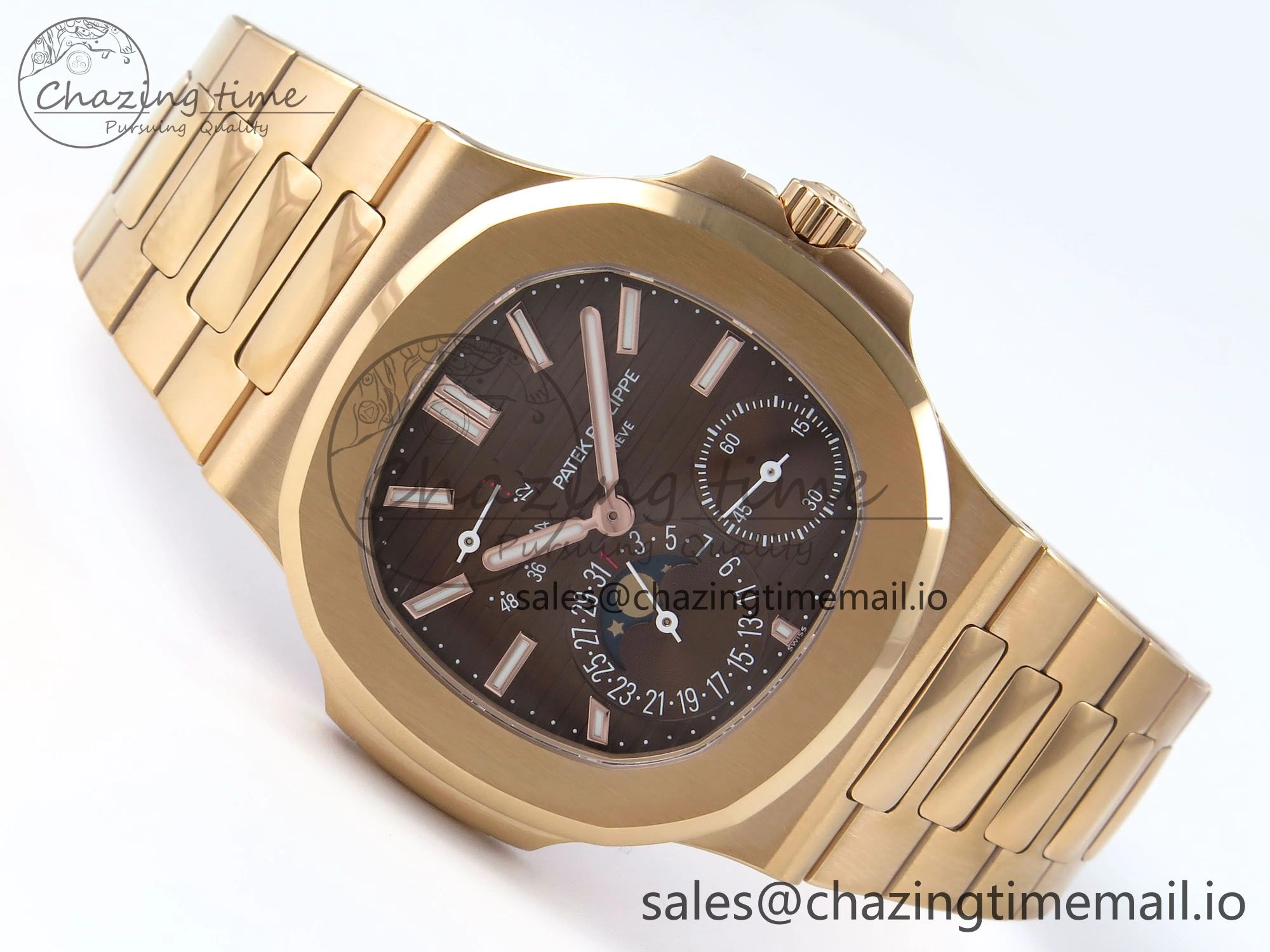 Nautilus 5712 RG PPF 1:1 Best Edition Brown Dial on RG Bracelet PPF240 Super Clone V4+ Practical 8657