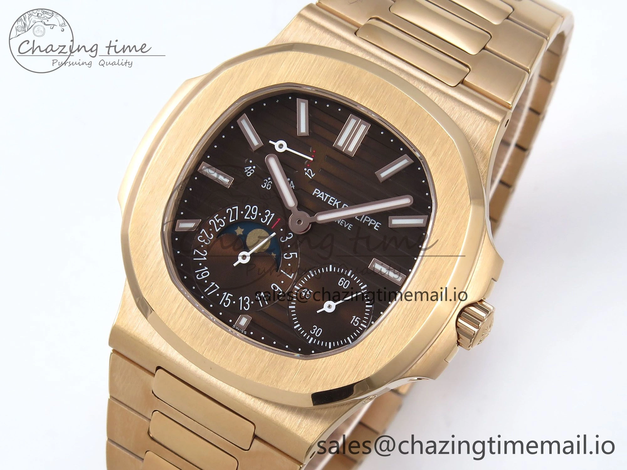 Nautilus 5712 RG PPF 1:1 Best Edition Brown Dial on RG Bracelet PPF240 Super Clone V4+ Practical 8657