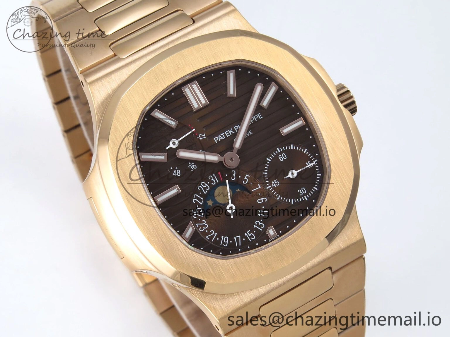 Nautilus 5712 RG PPF 1:1 Best Edition Brown Dial on RG Bracelet PPF240 Super Clone V4+ Practical 8657