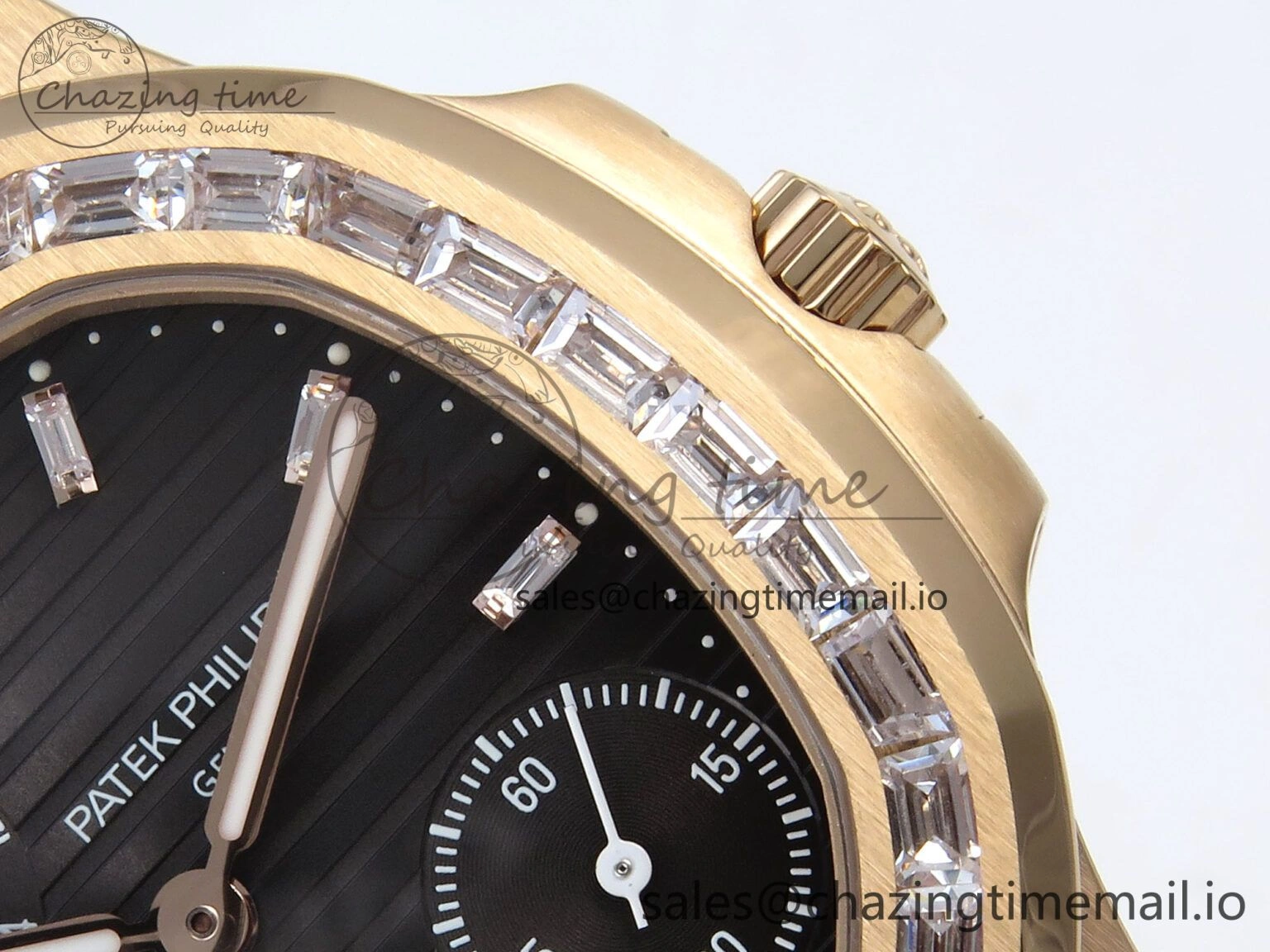 Nautilus 5712 RG PPF 1:1 Best Edition Gray Dial Diamonds Bezel on Brown Leather Strap A240 Super Clone V BestValue 8675