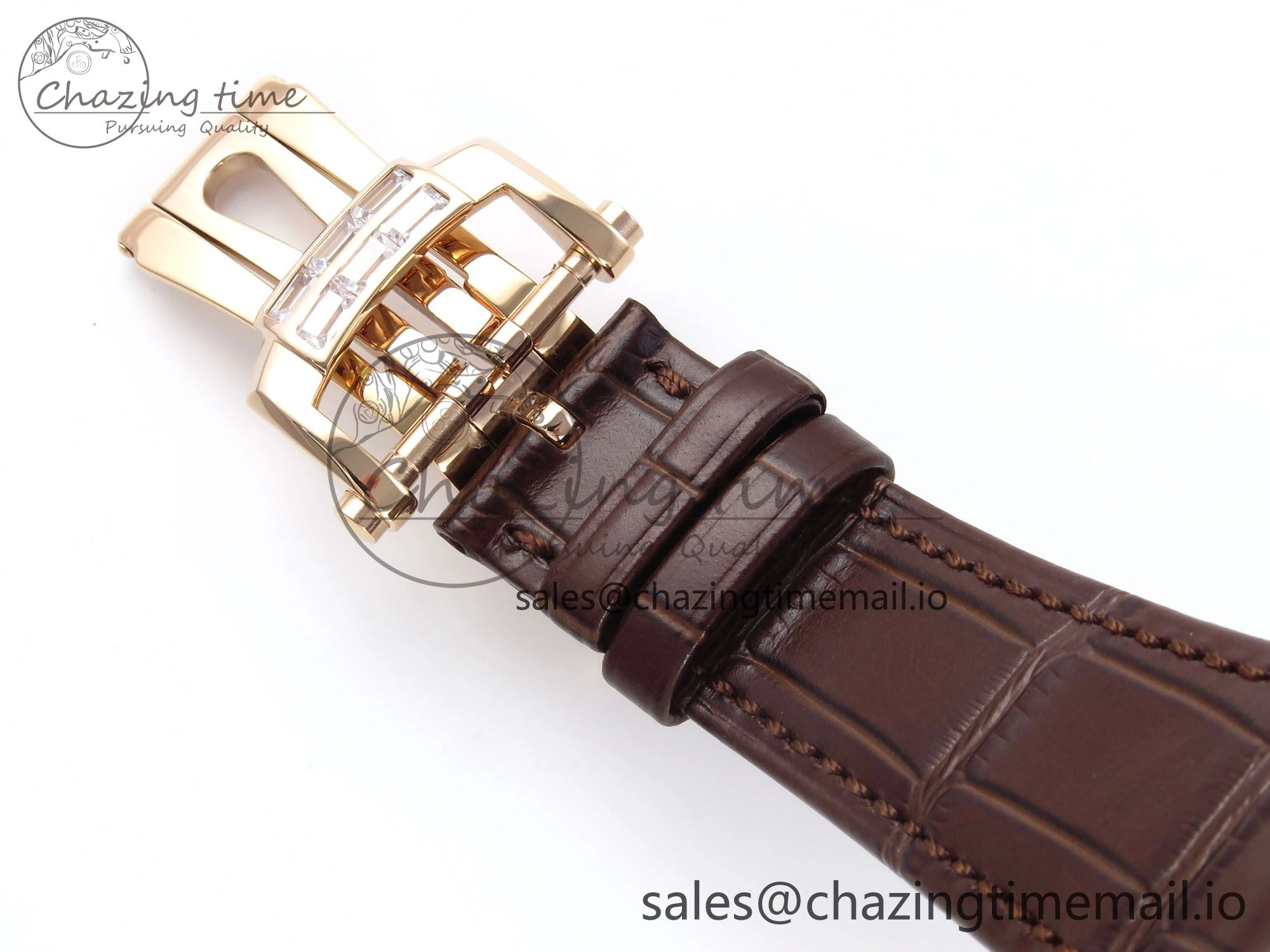 Nautilus 5712 RG PPF 1:1 Best Edition Gray Dial Diamonds Bezel on Brown Leather Strap A240 Super Clone V BestValue 8675