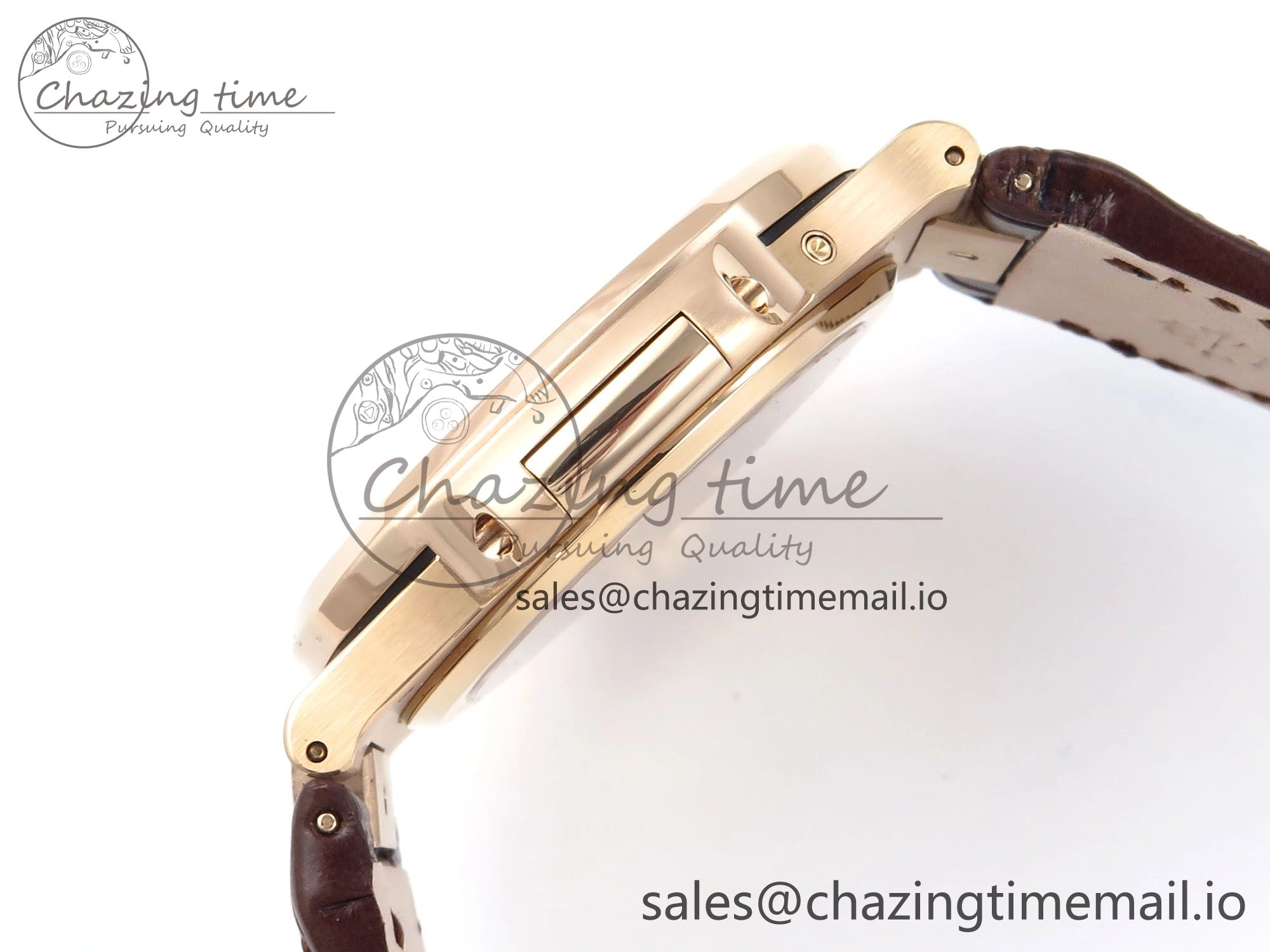 Nautilus 5712 RG PPF 1:1 Best Edition Gray Dial Diamonds Bezel on Brown Leather Strap A240 Super Clone V BestValue 8675