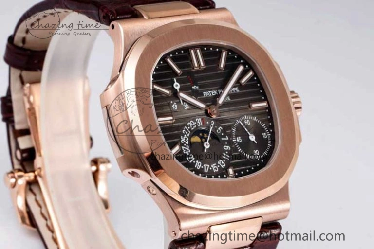 Nautilus 5712 RG PPF 1:1 Best Edition Gray Dial on Brown Leather Strap A Original 8828