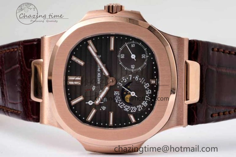 Nautilus 5712 RG PPF 1:1 Best Edition Gray Dial on Brown Leather Strap A Original 8828