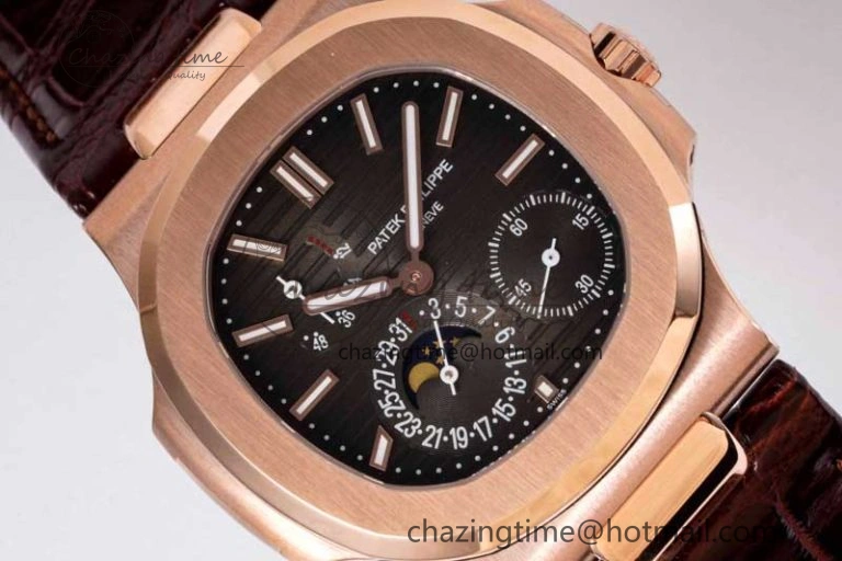 Nautilus 5712 RG PPF 1:1 Best Edition Gray Dial on Brown Leather Strap A Original 8828