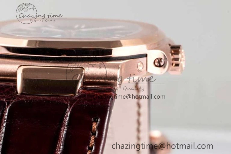 Nautilus 5712 RG PPF 1:1 Best Edition Gray Dial on Brown Leather Strap A Original 8828
