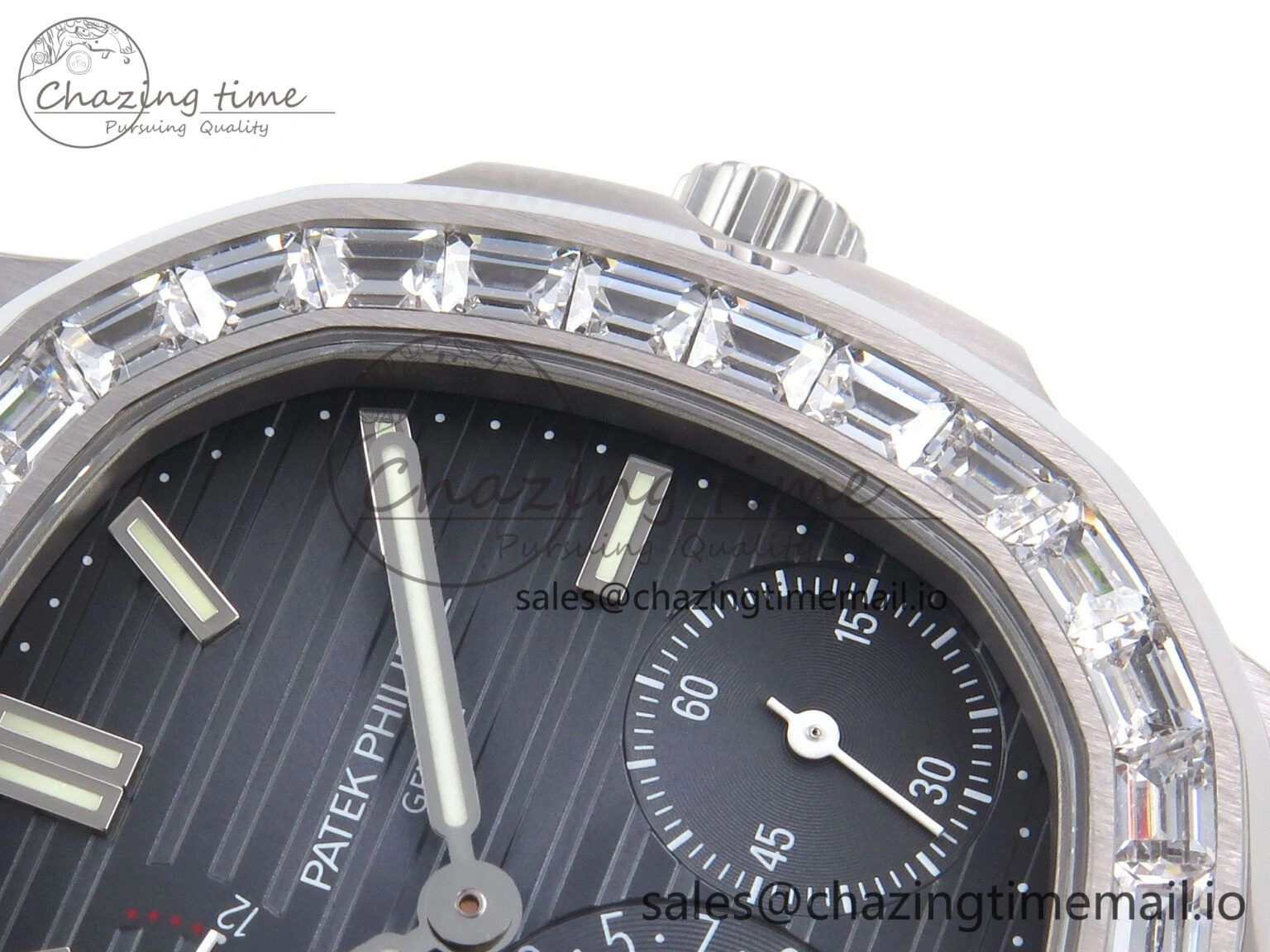 Nautilus 5712 SS PPF 1:1 Best Edition Blue Dial Diamonds Bezel on Black Leather Strap A240 Super Clone V MultiPurpose 8695