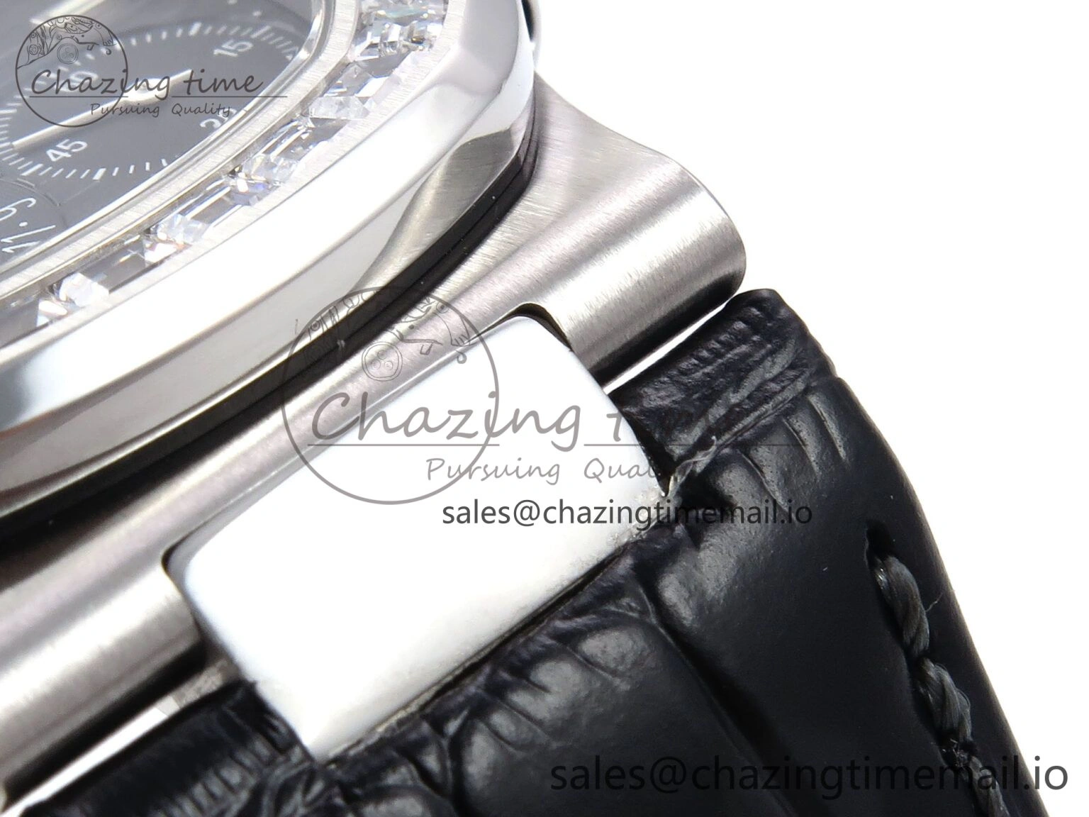 Nautilus 5712 SS PPF 1:1 Best Edition Blue Dial Diamonds Bezel on Black Leather Strap A240 Super Clone V MultiPurpose 8695