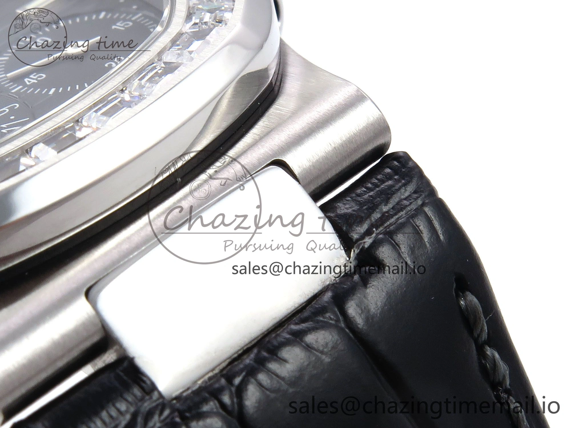Nautilus 5712 SS PPF 1:1 Best Edition Blue Dial Diamonds Bezel on Black Leather Strap A240 Super Clone V MultiPurpose 8695