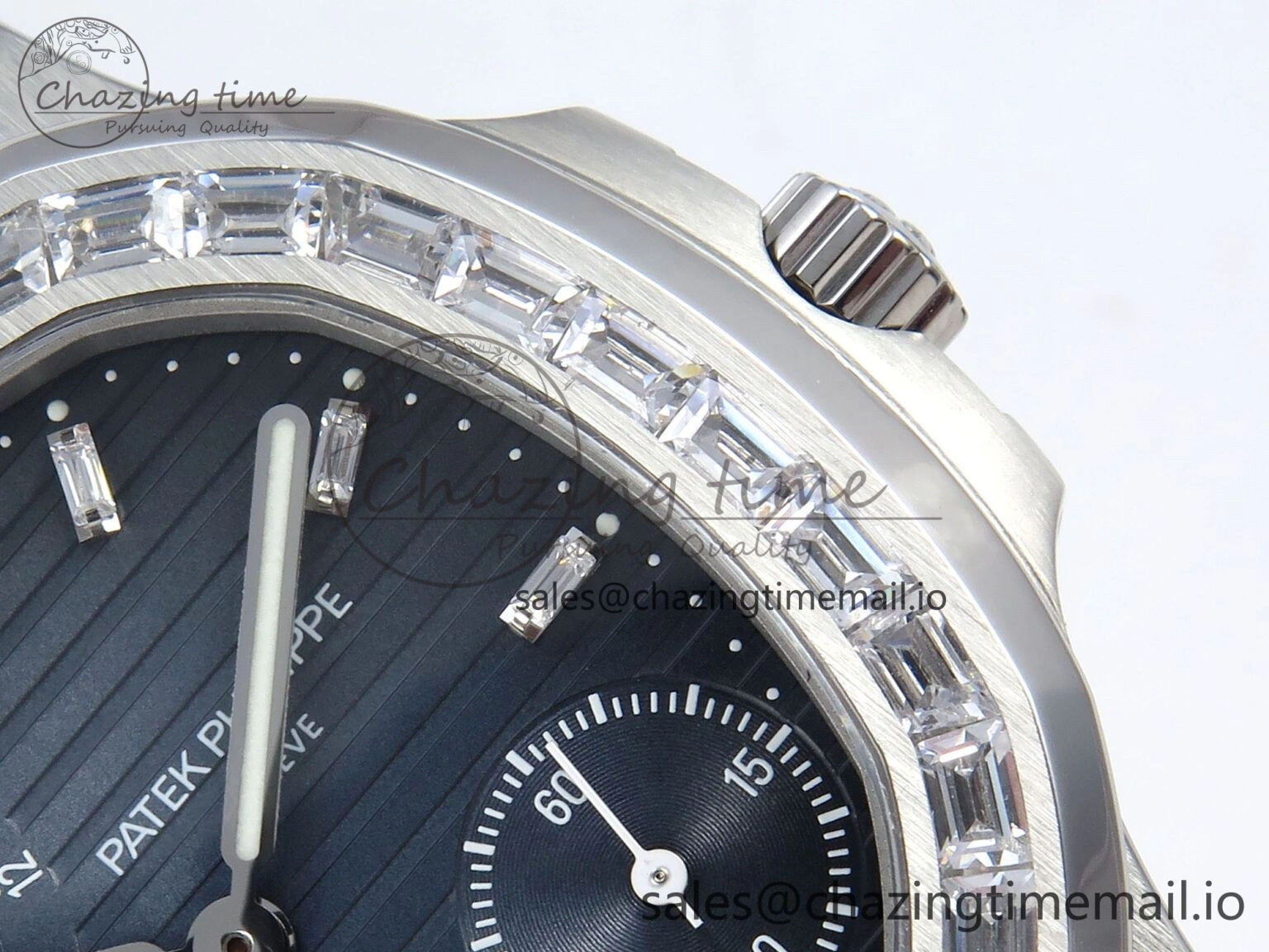 BestValue Nautilus 5712 SS PPF 1:1 Best Edition Blue Dial Diamonds Bezel on Black Leather Strap A240 Super Clone V 8674