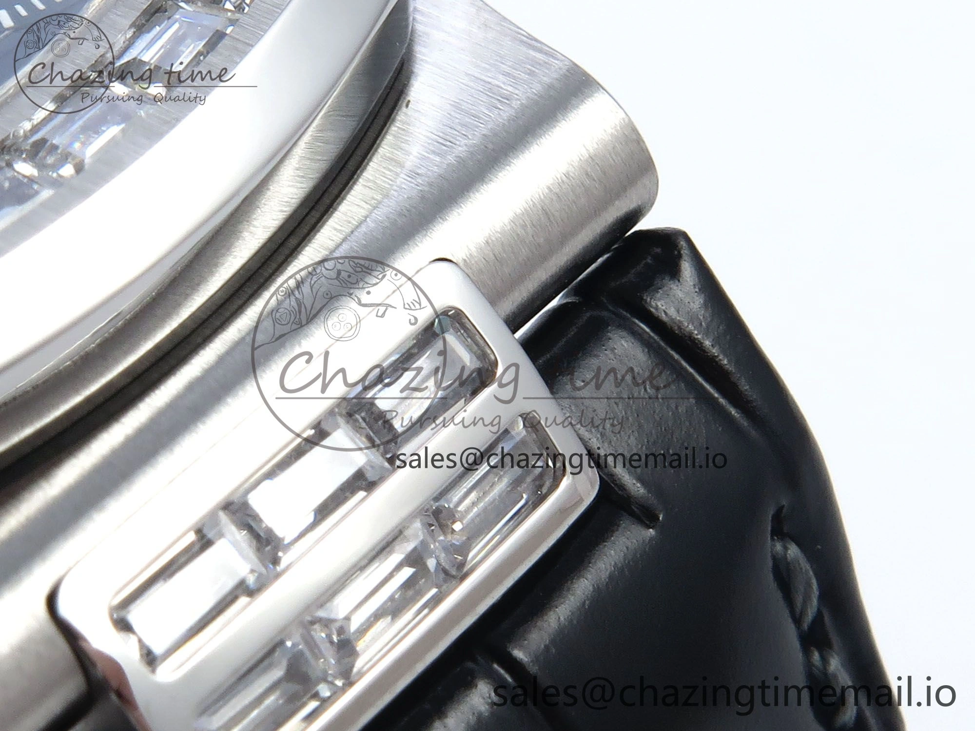 BestValue Nautilus 5712 SS PPF 1:1 Best Edition Blue Dial Diamonds Bezel on Black Leather Strap A240 Super Clone V 8674