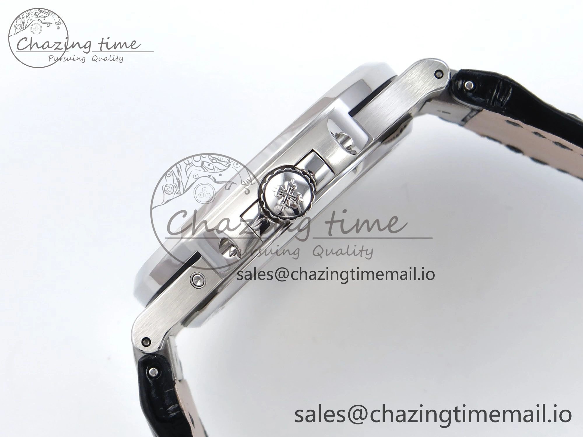 BestValue Nautilus 5712 SS PPF 1:1 Best Edition Blue Dial Diamonds Bezel on Black Leather Strap A240 Super Clone V 8674