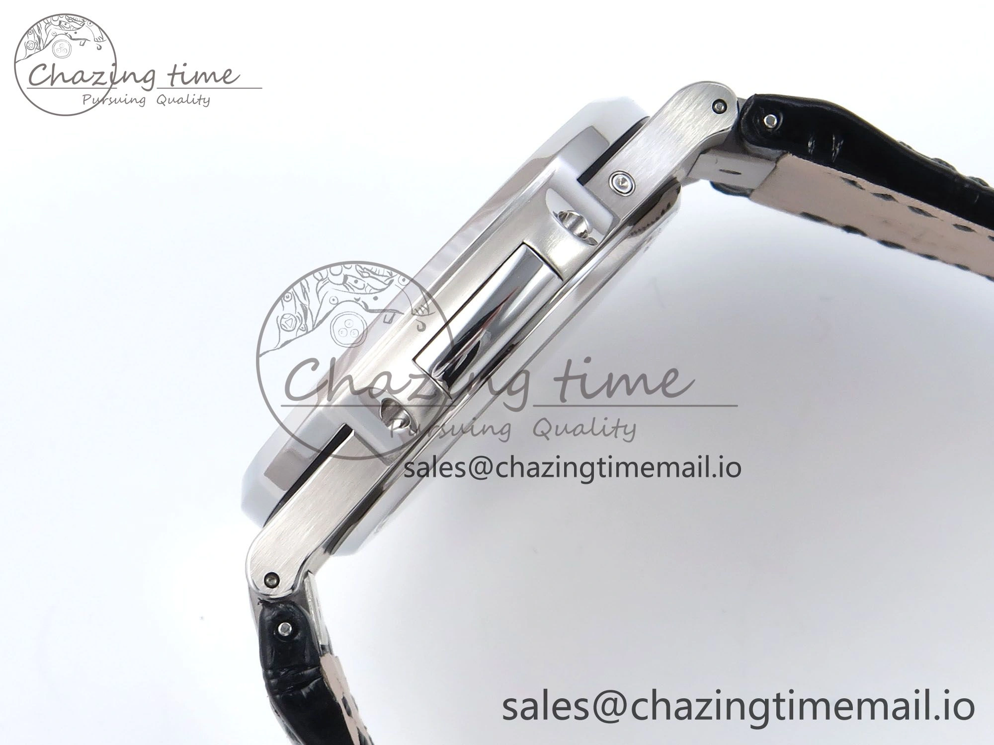 BestValue Nautilus 5712 SS PPF 1:1 Best Edition Blue Dial Diamonds Bezel on Black Leather Strap A240 Super Clone V 8674