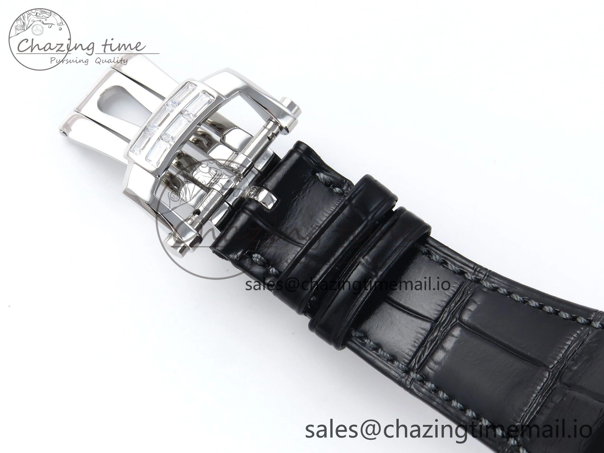 BestValue Nautilus 5712 SS PPF 1:1 Best Edition Blue Dial Diamonds Bezel on Black Leather Strap A240 Super Clone V 8674