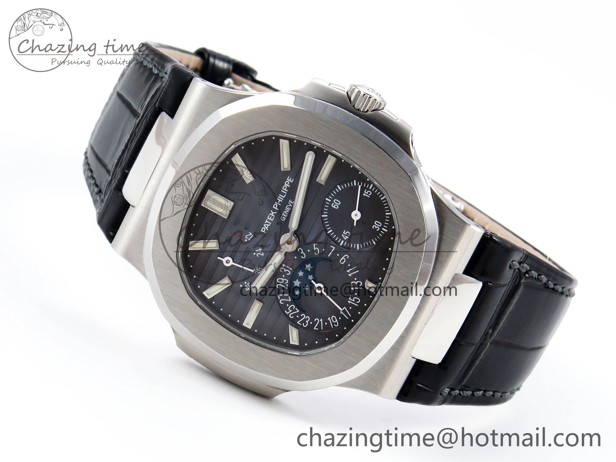 Packable Nautilus 5712 SS PPF 1:1 Best Edition Blue Dial on Black Leather Strap A240 Super Clone V 8742