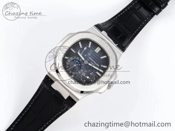 Packable Nautilus 5712 SS PPF 1:1 Best Edition Blue Dial on Black Leather Strap A240 Super Clone V 8742