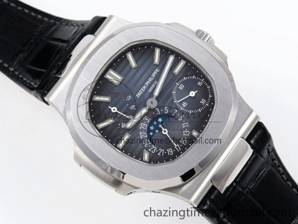 Packable Nautilus 5712 SS PPF 1:1 Best Edition Blue Dial on Black Leather Strap A240 Super Clone V 8742