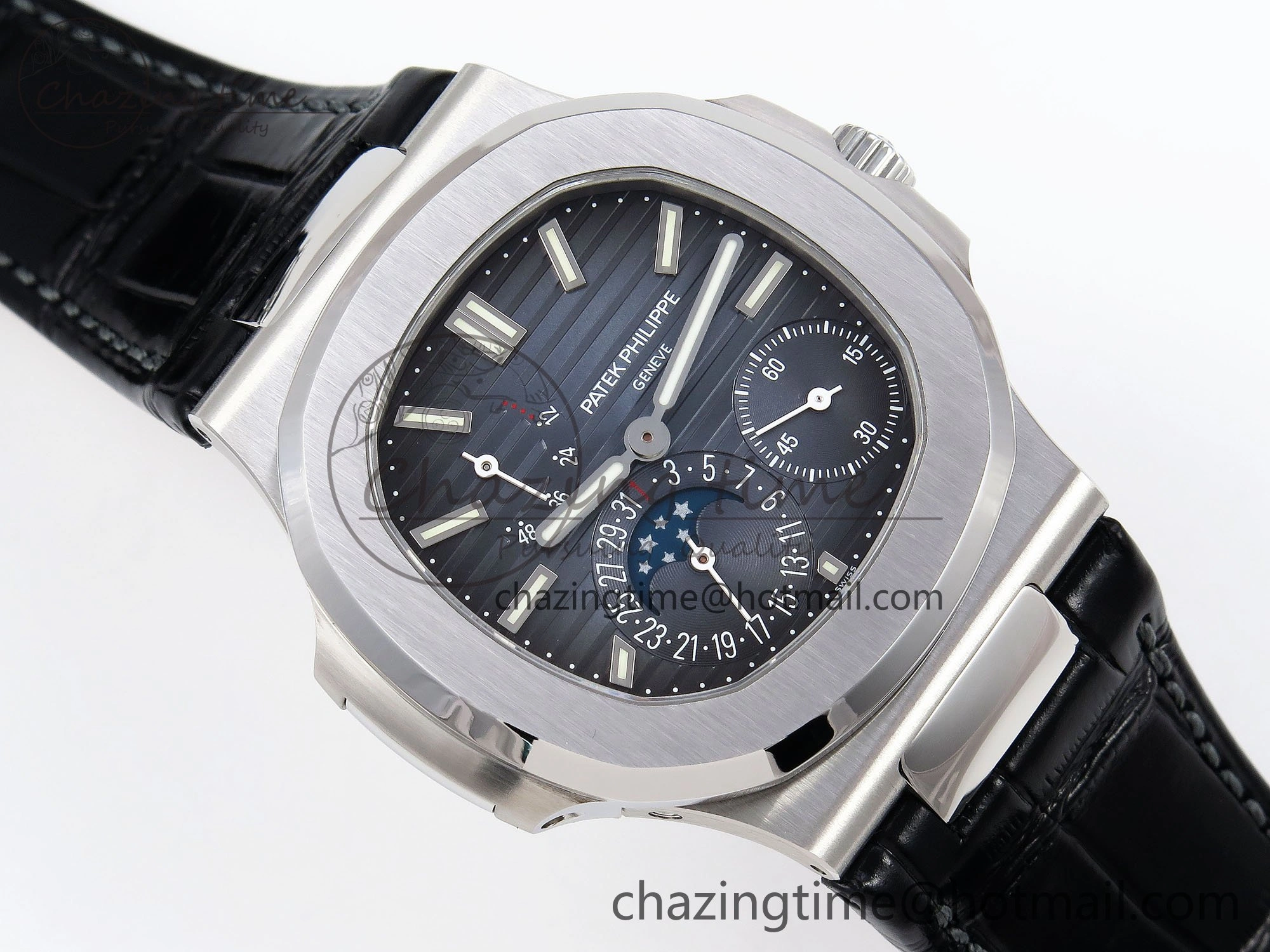 Packable Nautilus 5712 SS PPF 1:1 Best Edition Blue Dial on Black Leather Strap A240 Super Clone V 8742