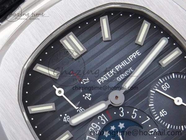 Packable Nautilus 5712 SS PPF 1:1 Best Edition Blue Dial on Black Leather Strap A240 Super Clone V 8742