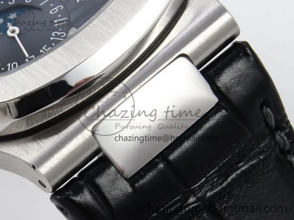 Packable Nautilus 5712 SS PPF 1:1 Best Edition Blue Dial on Black Leather Strap A240 Super Clone V 8742
