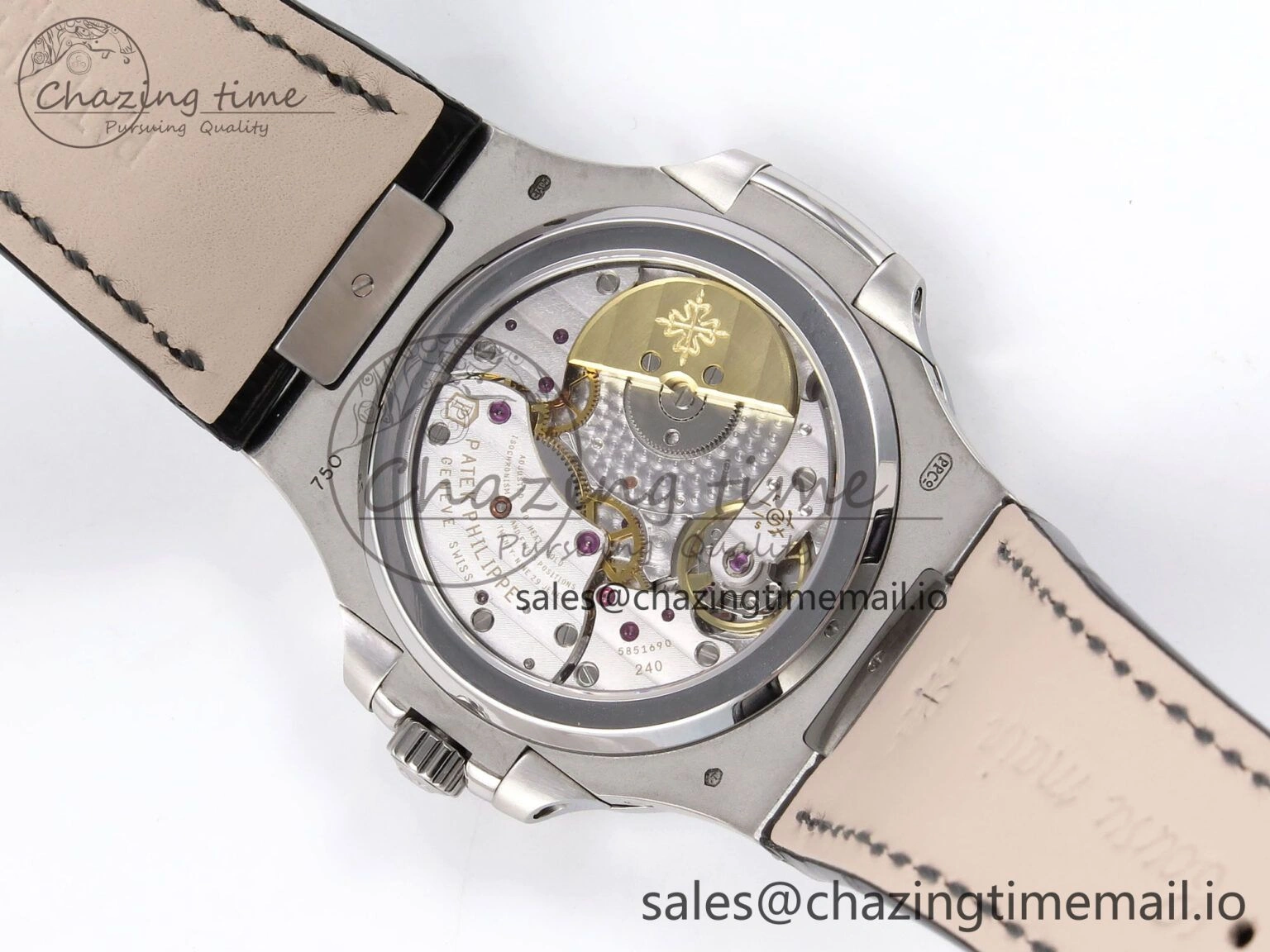 Stylish Nautilus 5712 SS PPF 1:1 Best Edition Gray Dial Diamonds Bezel on Black Leather Strap A240 Super Clone V 8698
