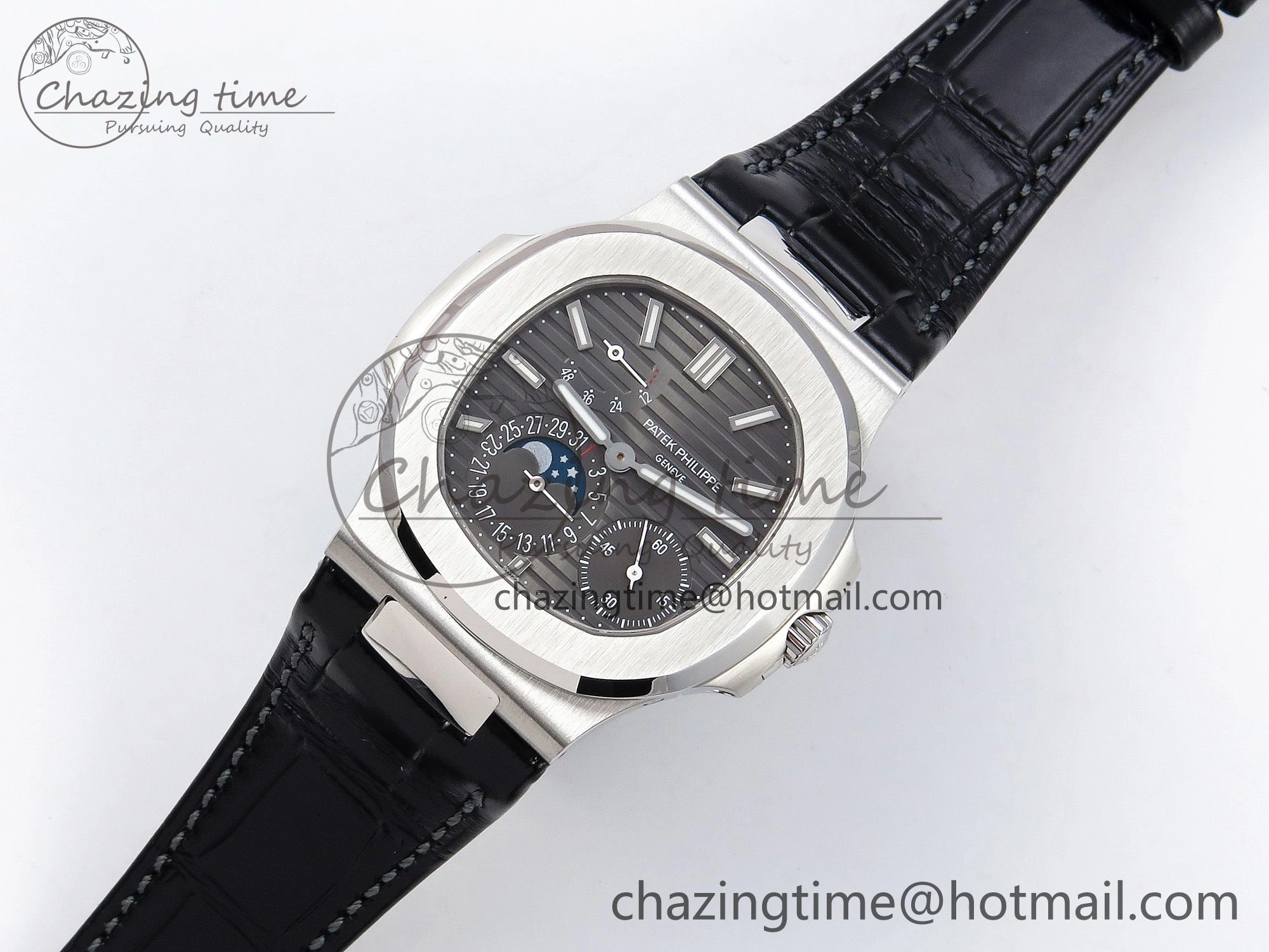 SmartChoice Nautilus 5712 SS PPF 1:1 Best Edition Gray Dial on Black Leather Strap A240 Super Clone V 8722