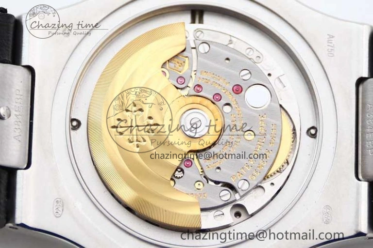 Nautilus 5719 GSF 1:1 Best Edition Full Diamonds Dial and Black Leather Strap 324CS Reliable 8794