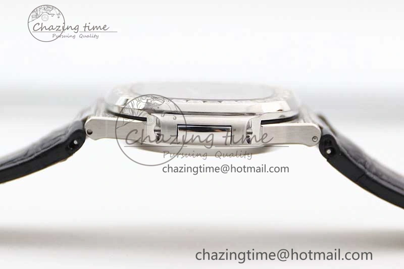 Nautilus 5719 GSF 1:1 Best Edition Full Diamonds Dial and Black Leather Strap 324CS Reliable 8794