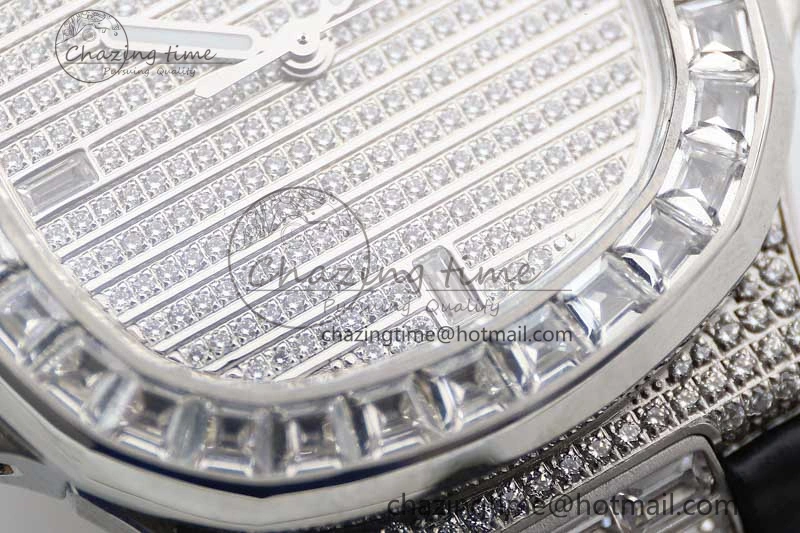 Nautilus 5719 GSF 1:1 Best Edition Full Diamonds Dial and Black Leather Strap 324CS Reliable 8794