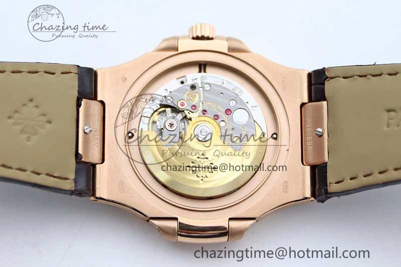 ModernLook Nautilus 5719 RG 1:1 GSF Best Edition Full Diamonds Dial and brown Leather Strap 324CS 8797