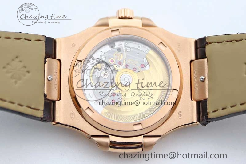 ModernLook Nautilus 5719 RG 1:1 GSF Best Edition Full Diamonds Dial and brown Leather Strap 324CS 8797