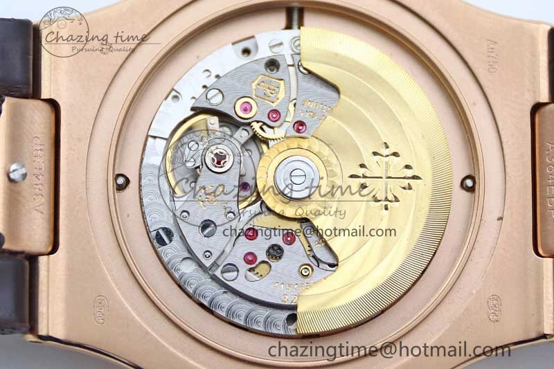 ModernLook Nautilus 5719 RG 1:1 GSF Best Edition Full Diamonds Dial and brown Leather Strap 324CS 8797