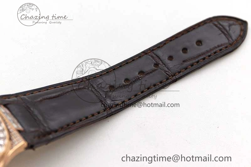 ModernLook Nautilus 5719 RG 1:1 GSF Best Edition Full Diamonds Dial and brown Leather Strap 324CS 8797
