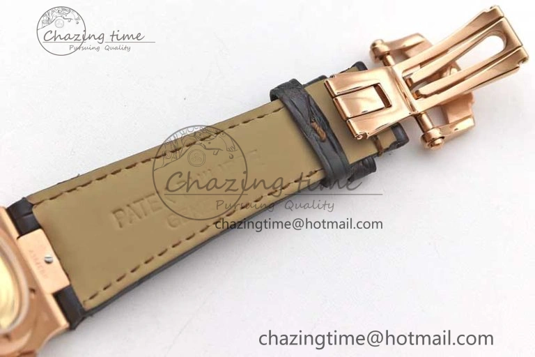 ModernLook Nautilus 5719 RG 1:1 GSF Best Edition Full Diamonds Dial and brown Leather Strap 324CS 8797