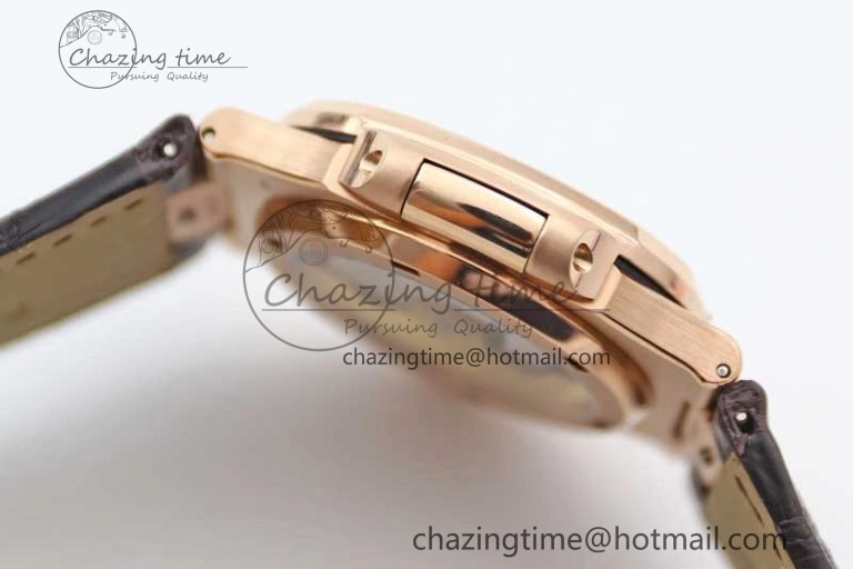 ModernLook Nautilus 5719 RG 1:1 GSF Best Edition Full Diamonds Dial and brown Leather Strap 324CS 8797