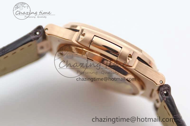 ModernLook Nautilus 5719 RG 1:1 GSF Best Edition Full Diamonds Dial and brown Leather Strap 324CS 8797