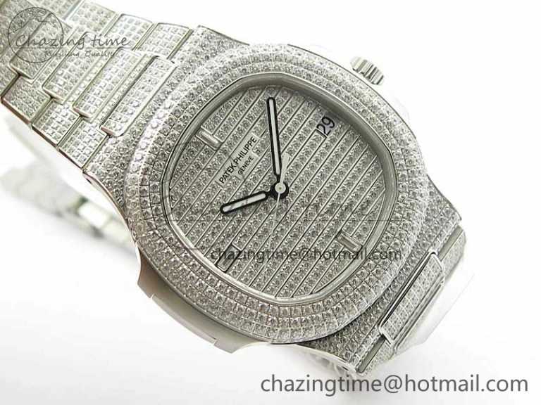 MoistureWicking Nautilus 5719 1G PPF 1:1 Best Edition Full Diamonds Dial and Bracelet 324CS (Free box) 8953