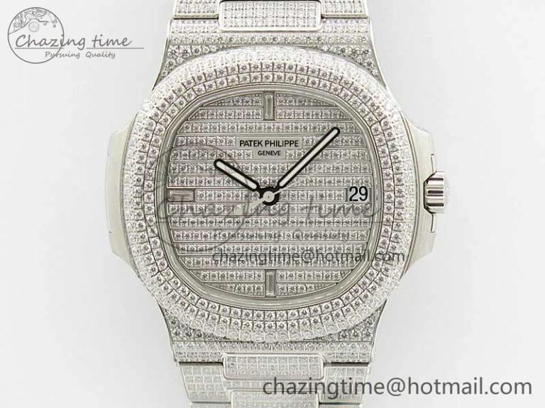 MoistureWicking Nautilus 5719 1G PPF 1:1 Best Edition Full Diamonds Dial and Bracelet 324CS (Free box) 8953