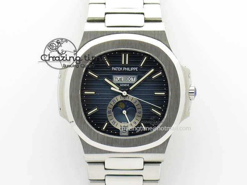 Nautilus 5726 Complicated SS Blue Textured Dial On SS Bracelet A Comfortable 9075