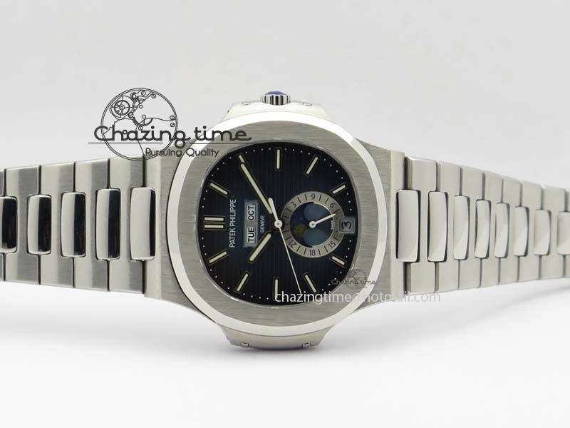 Nautilus 5726 Complicated SS Blue Textured Dial On SS Bracelet A Comfortable 9075